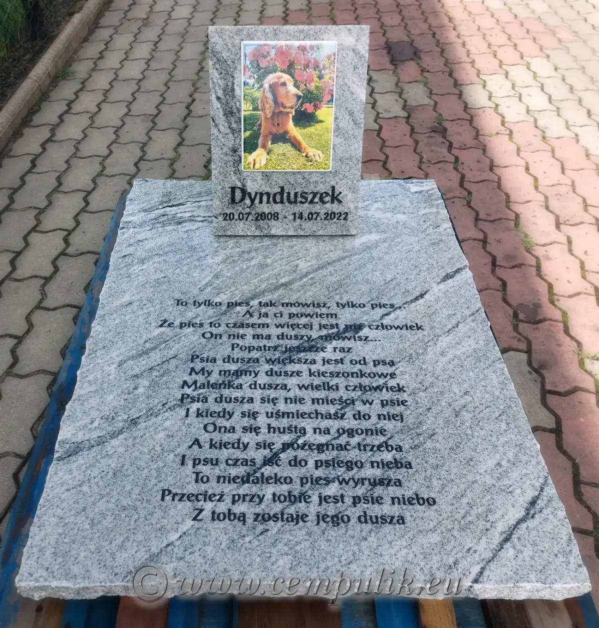 Duży nagrobek dla zwierzęcia - z porcelanowym zdjęciem i podstawą