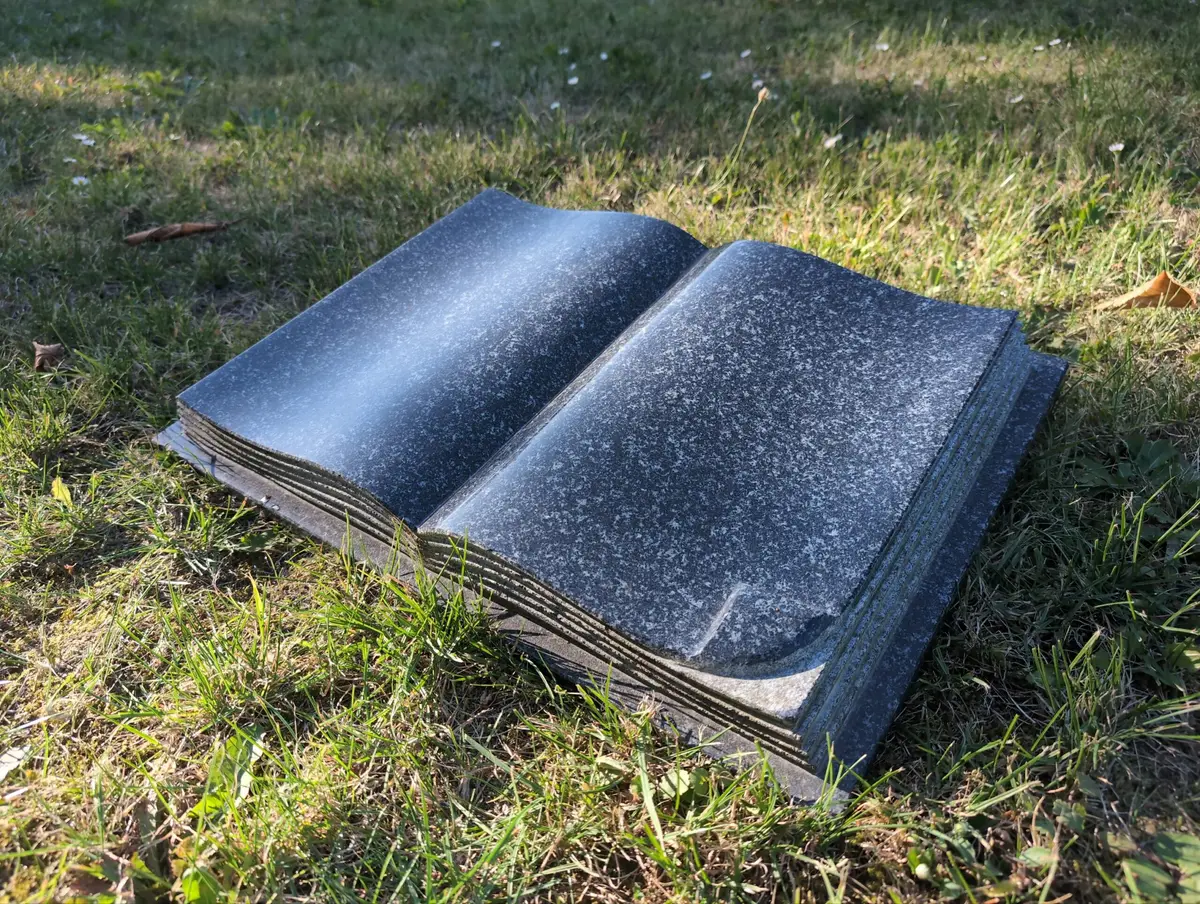 Granitowa książka nagrobna - ciemnoszara z imitacją kartek