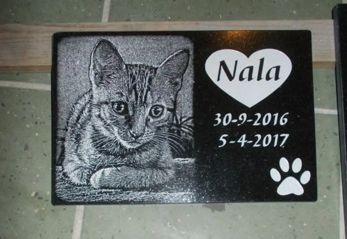 Granit-Gedenktafel mit Porträt und Inschrift 35×25