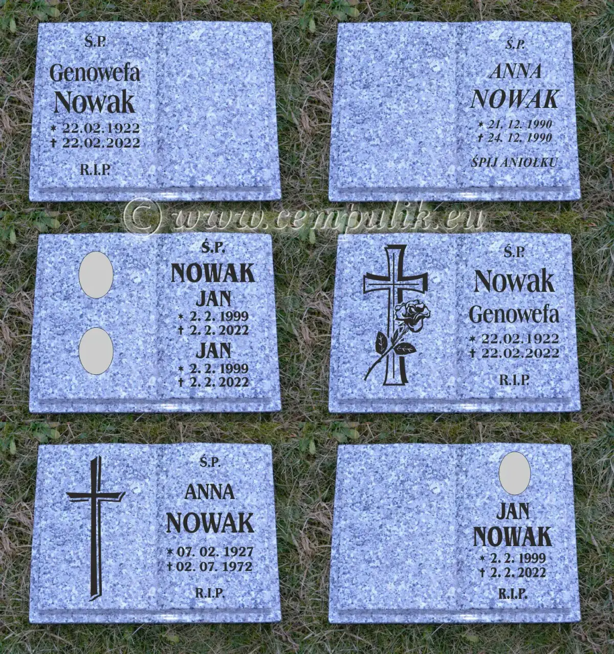 Granitowa książka nagrobna (szara)