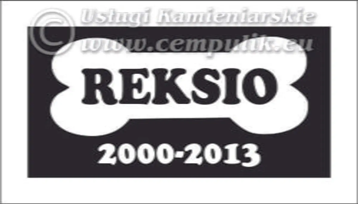 Płyta granitowa z kością dla psa o imieniu Reksio