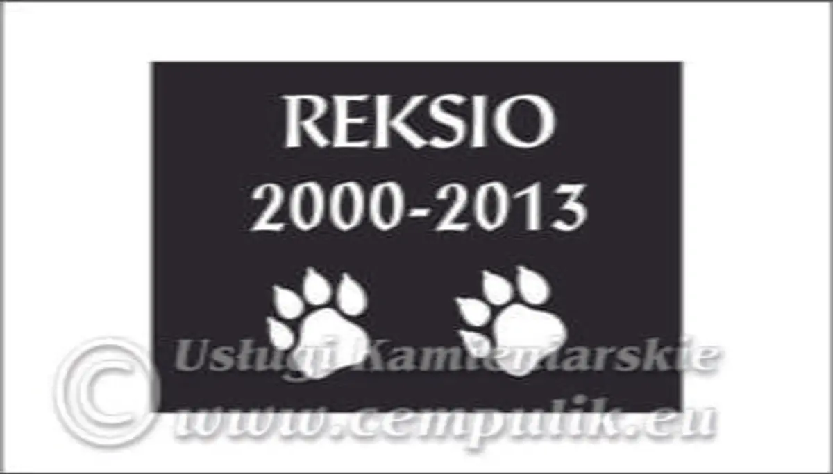 Płyta granitowa z napisem i odciskami łapy (wzór p2)