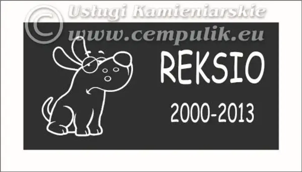 Mindesten til hund med gravering og grafik – Granitmodel P3