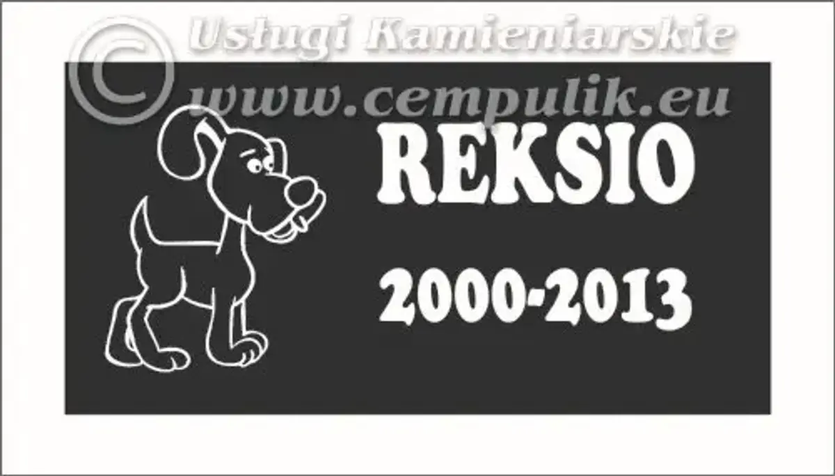 Płyta granitowa z napisem i grafiką psa (wzór p5)