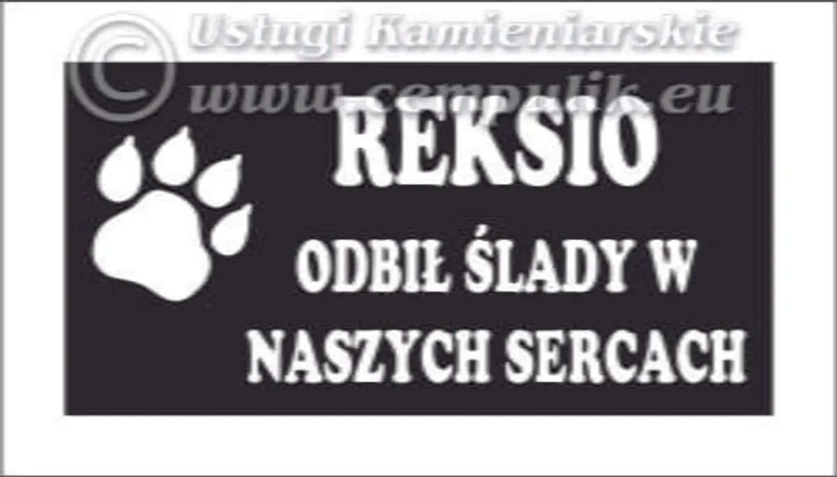 Płyta granitowa z napisem i łapą(wzór p7)