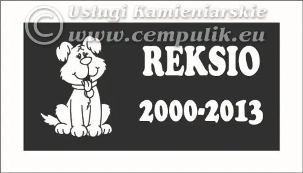 Płyta granitowa z napisem i grafiką psa(wzór p9)