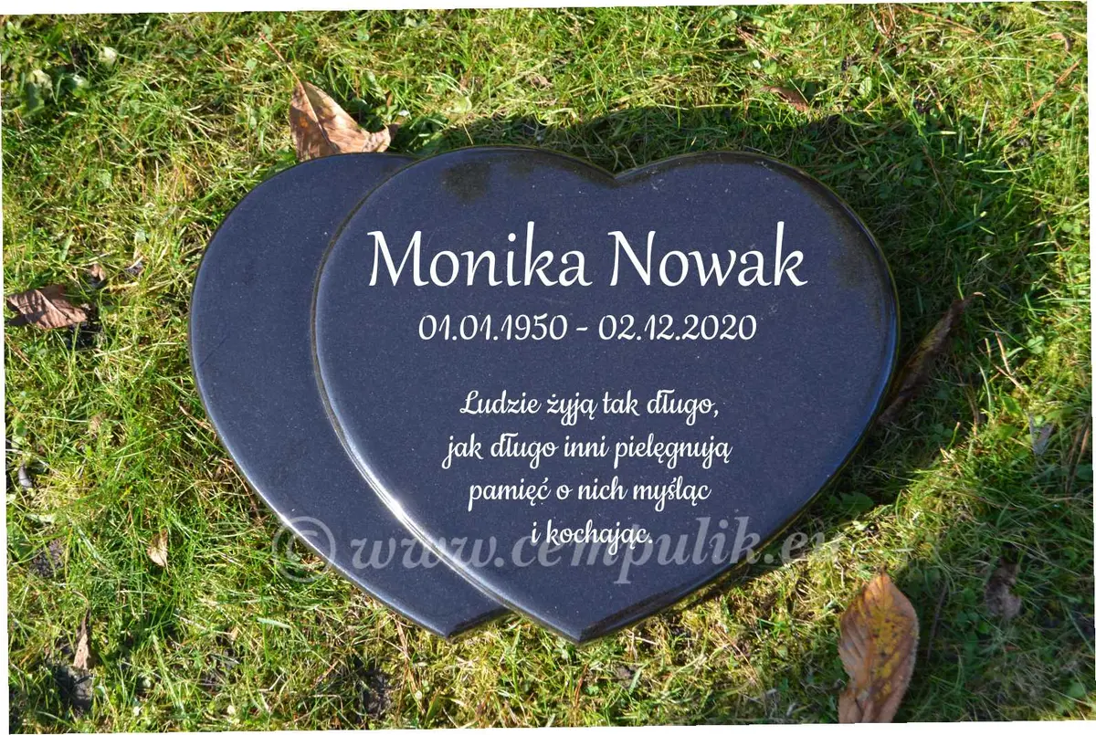 Podwójne Serce na Pomnik | Czarny Granit | Grawer dla Dwojga
