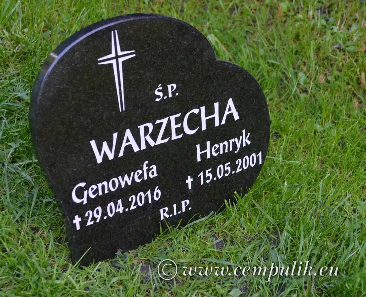 serce pochylone z napisem do ustawienia na nagrobku